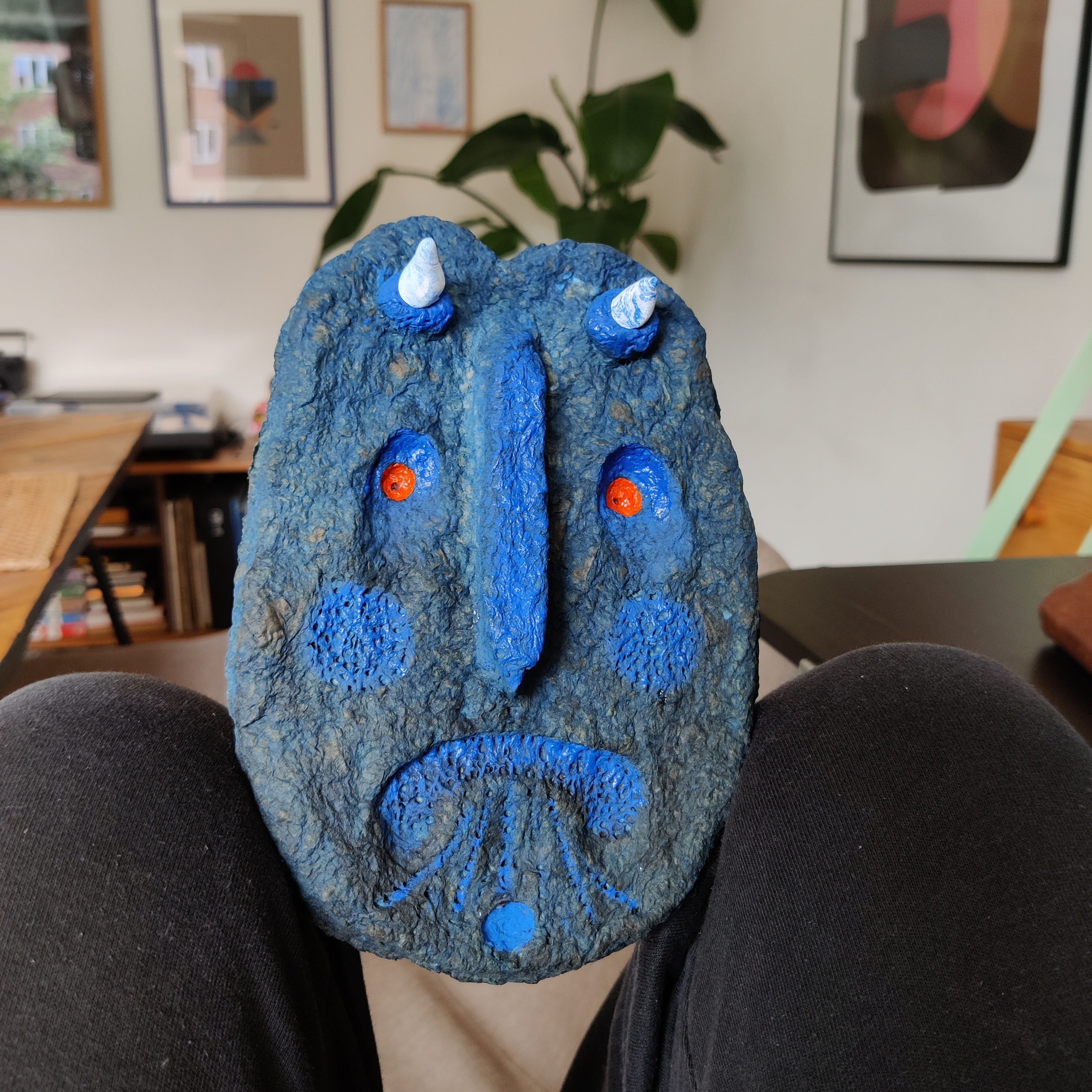 Blue Devil small framed cardboard character art display idea