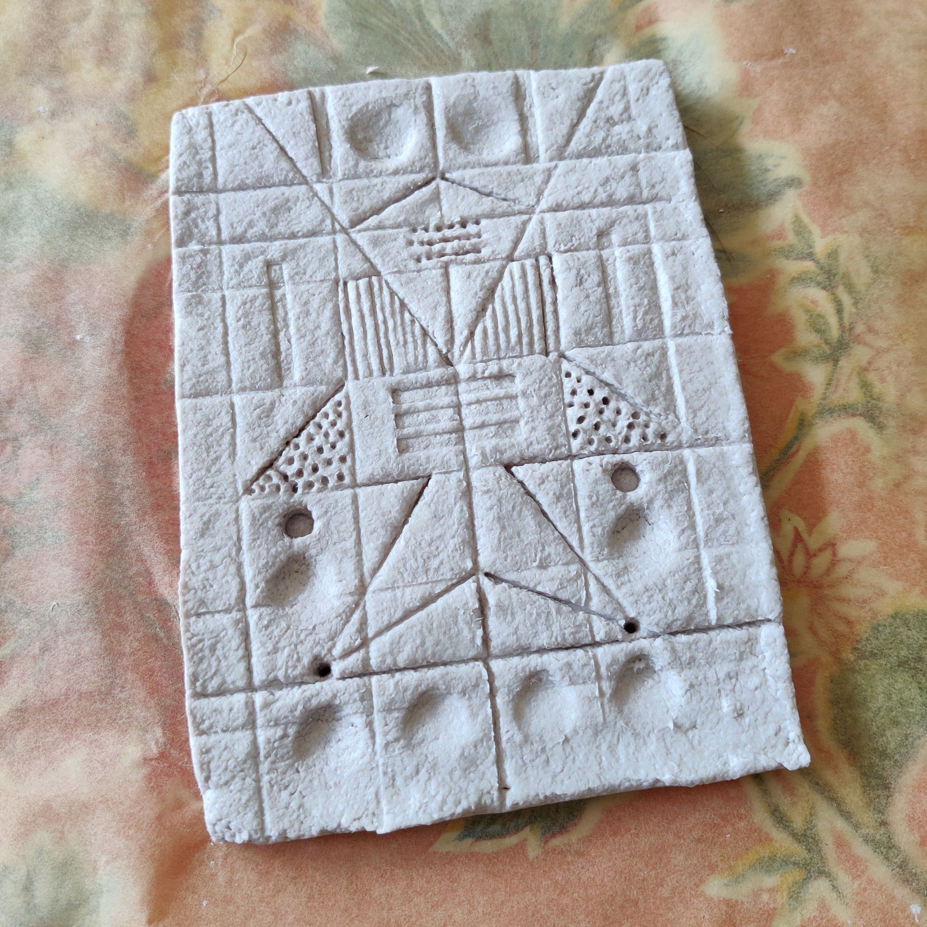 Ancient Handmade Paper Clay Relief Art